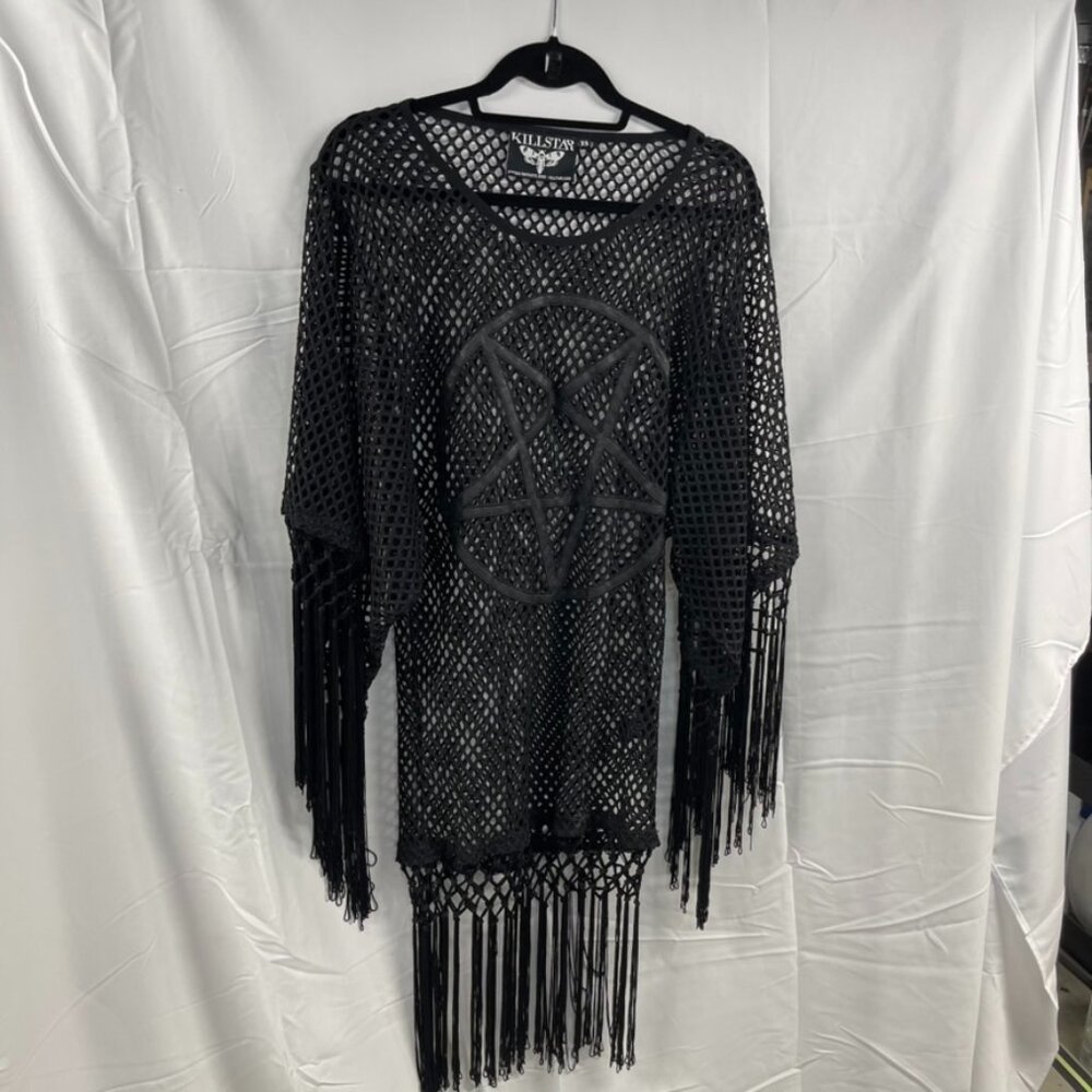 Killstar Black Fishnet Mesh Swim Coverup - Sz XS